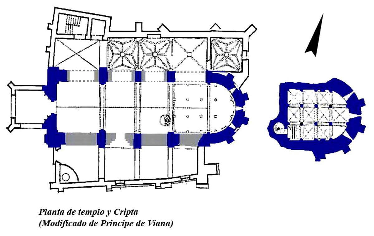 PLANTA DE TEMPLO Y CRIPTA. MODIFICADO DE PRINCIPE DE VIANA